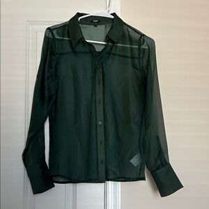 Express Sheer Crepe Portofino Shirt, XS